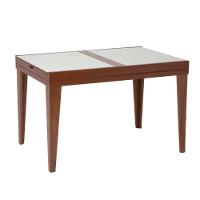 Mesa De Jantar Retangular Extensível Com Tampo De Vidro Gênova Mel E Off White - 1