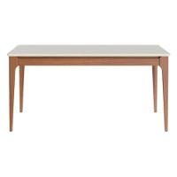 Mesa De Jantar Retangular Com Tampo De Vidro Addar Off White E Natural 160cm - 1