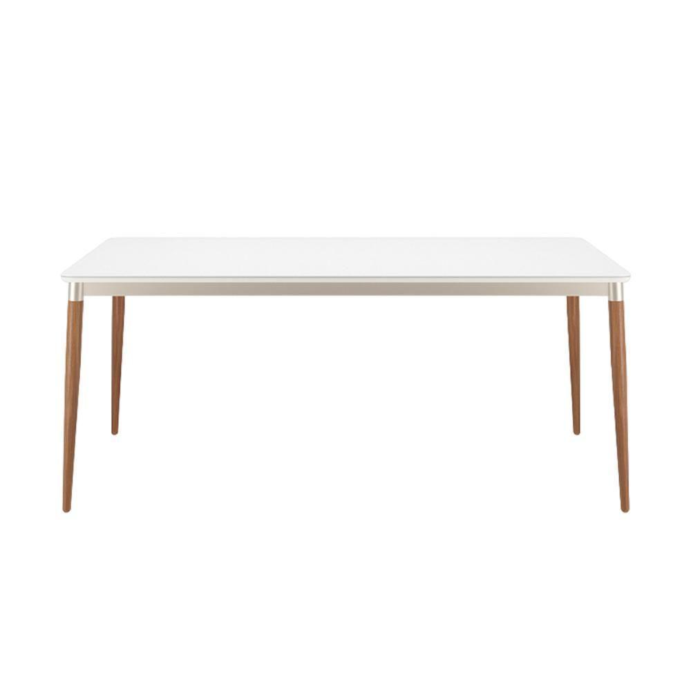 Mesa De Jantar Retangular Com Tampo De Vidro Abbey Off White 180cm - 1