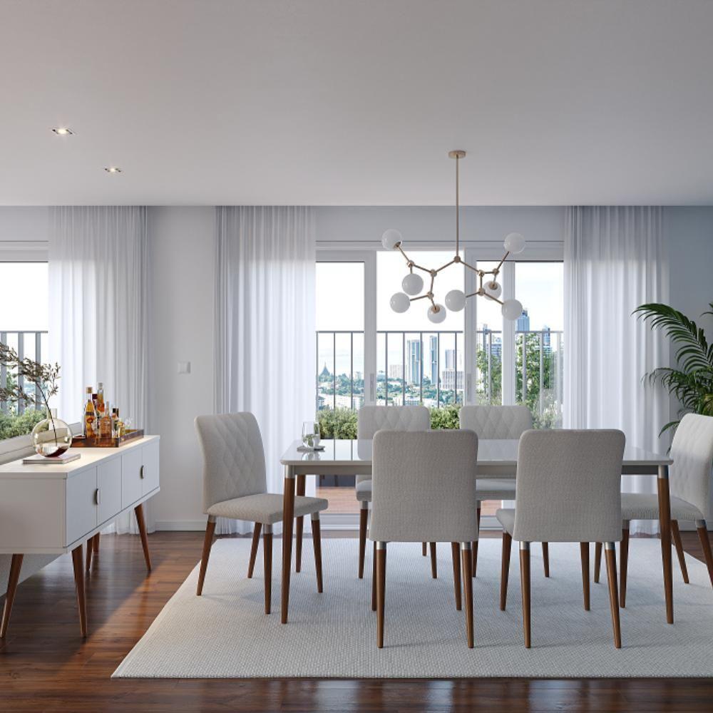 Mesa De Jantar Retangular Com Tampo De Vidro Abbey Off White 180cm - 4