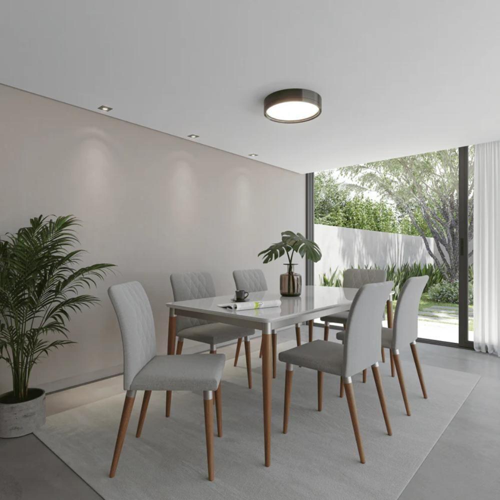 Mesa De Jantar Retangular Com Tampo De Vidro Abbey Off White 180cm - 5