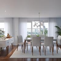 Mesa De Jantar Retangular Com Tampo De Vidro Abbey Off White 180cm