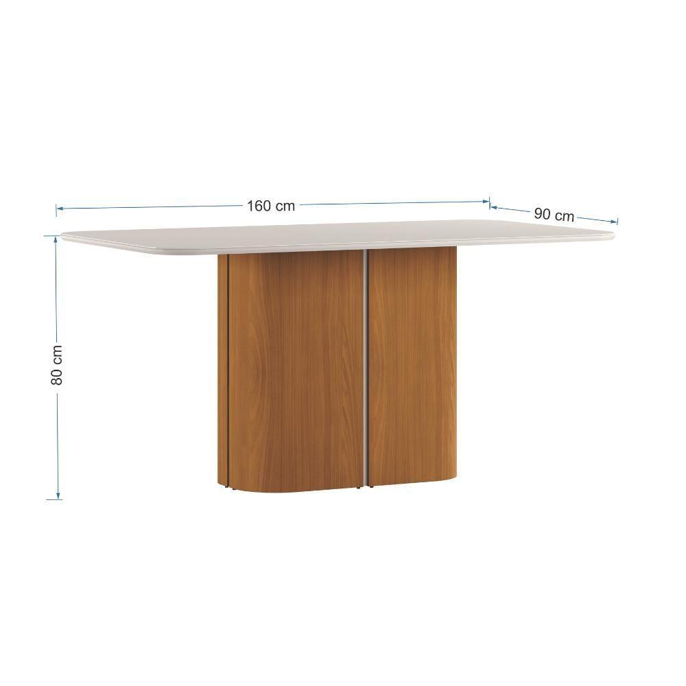 Mesa De Jantar Retangular Tampo De Vidro Serena Ypê E Off White 160cm - 2