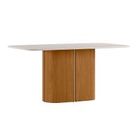 Mesa De Jantar Retangular Tampo De Vidro Serena Ypê E Off White 160cm - 1