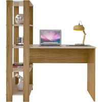 Escrivaninha Com Estante 3 Prateleiras Match Off White E Carvalho - 1