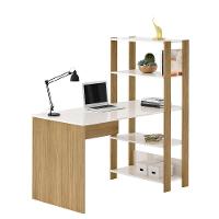 Escrivaninha Com Estante 3 Prateleiras Match Off White E Carvalho - 5