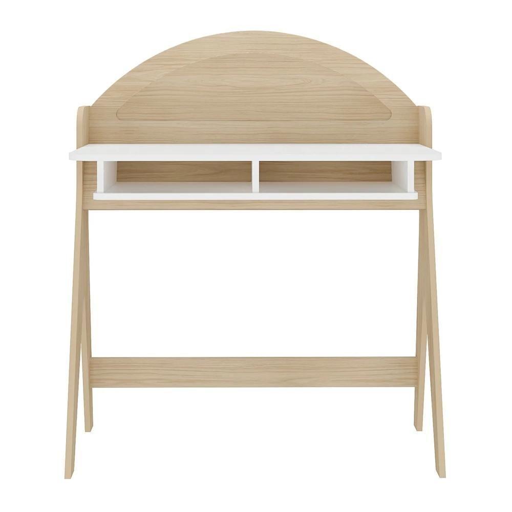 Escrivaninha Com 2 Nichos Ceci Naturale E Branco 90cm - 1