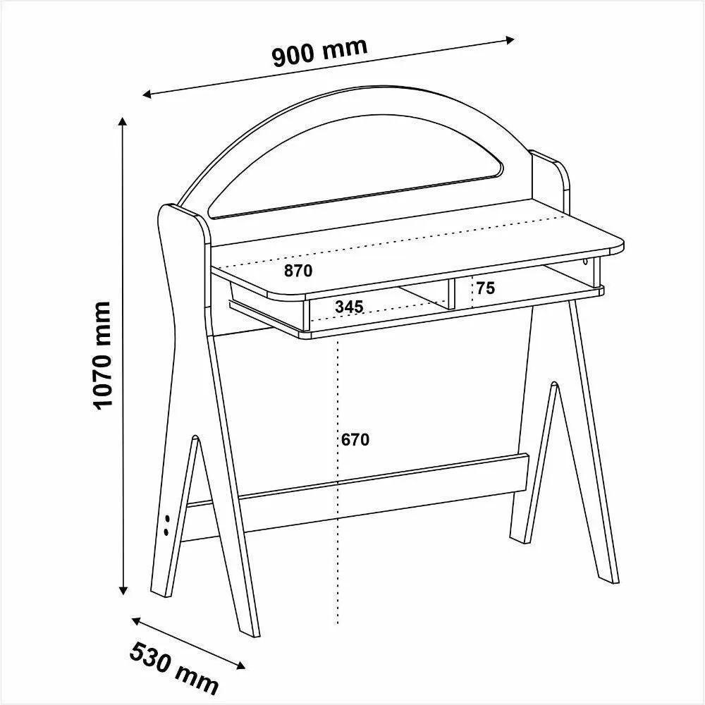 Escrivaninha Com 2 Nichos Ceci Naturale E Branco 90cm - 2