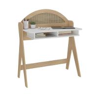 Escrivaninha Com 2 Nichos Ceci Naturale E Branco 90cm - 3