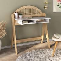 Escrivaninha Com 2 Nichos Ceci Naturale E Branco 90cm - 8