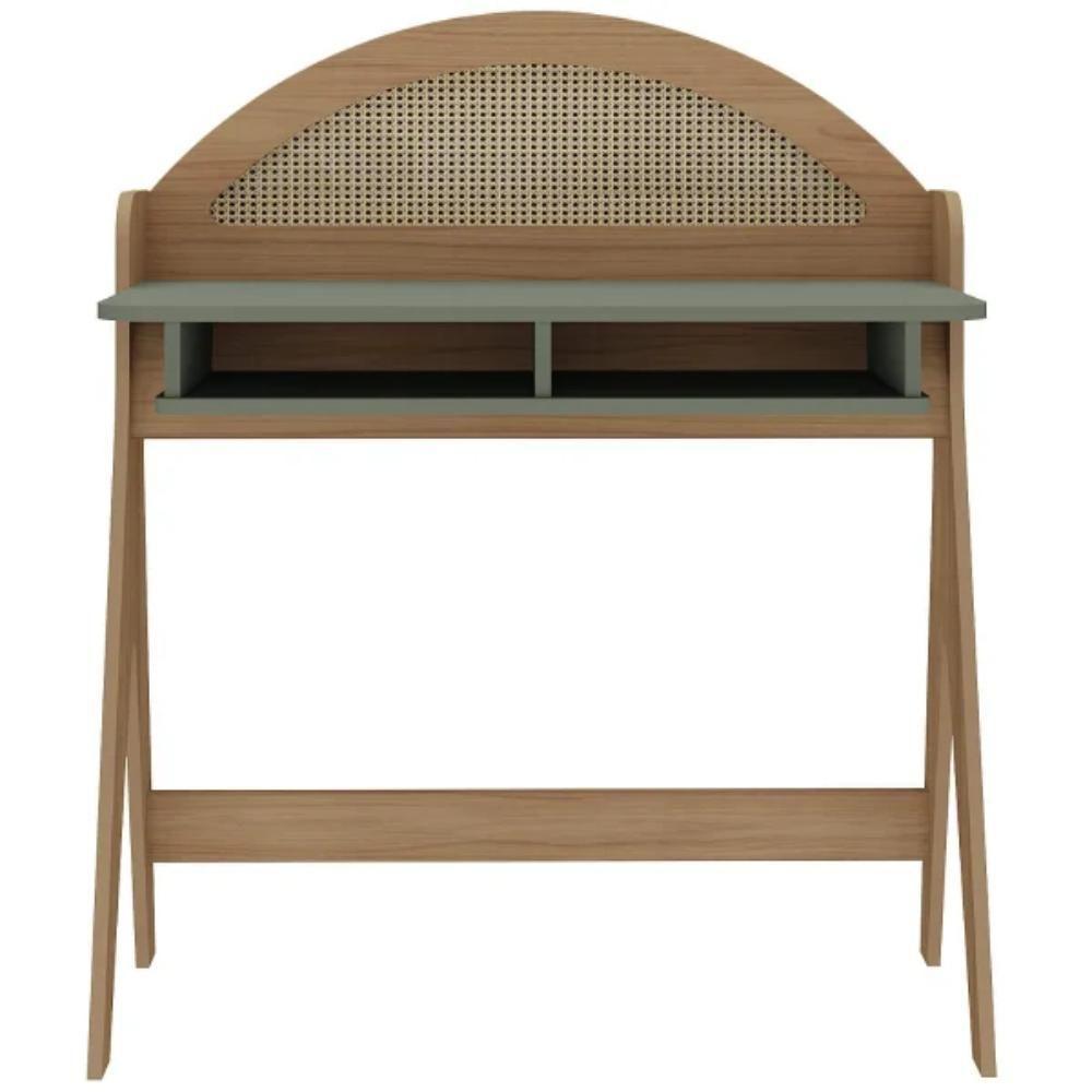 Escrivaninha 2 Nicho Em Mdf Ceci Carvalho E Verde Menta - 3