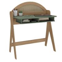 Escrivaninha 2 Nicho Em Mdf Ceci Carvalho E Verde Menta - 1