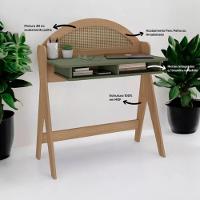 Escrivaninha 2 Nicho Em Mdf Ceci Carvalho E Verde Menta - 6