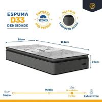 Colchão Solteiro D33 Com Pillow Top Umaflex Resistence 88x188x29cm - 5