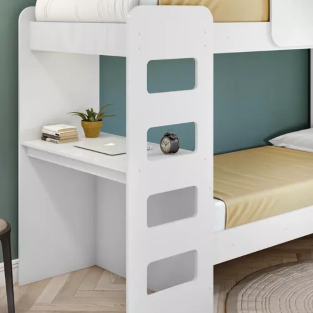 Beliche Com Escrivaninha E Led Olga Branca - 3