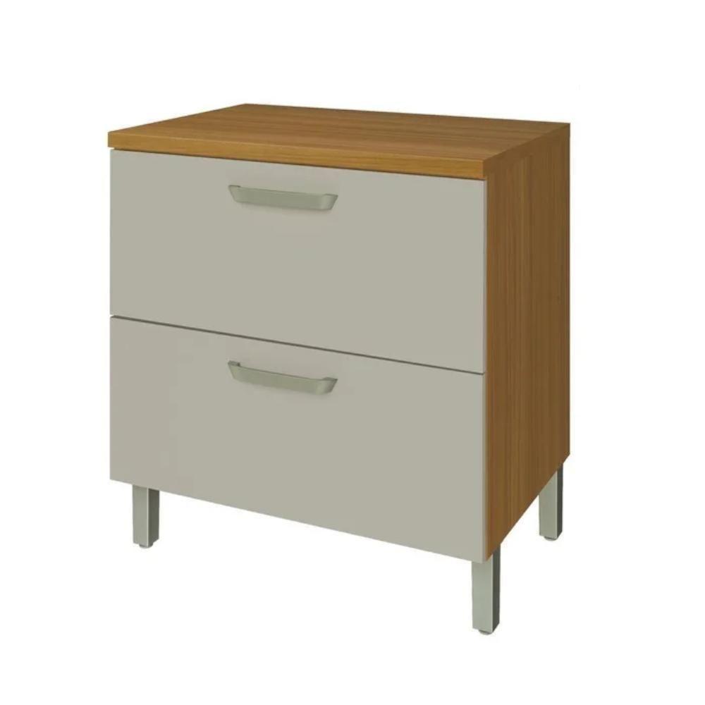 Balcão De Cozinha Com Tampo 1 Porta 1 Gaveta Princesa Freijó E Off White 80cm - 1