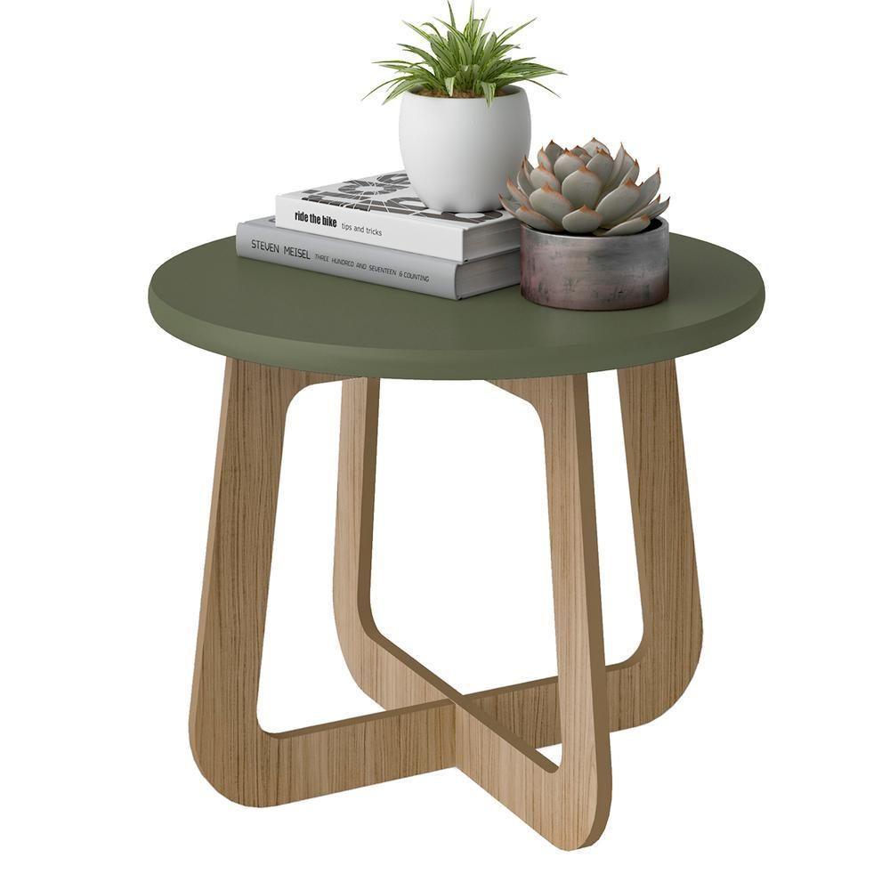 Mesa De Centro Redonda Jasmin Menta E Carvalho - 1