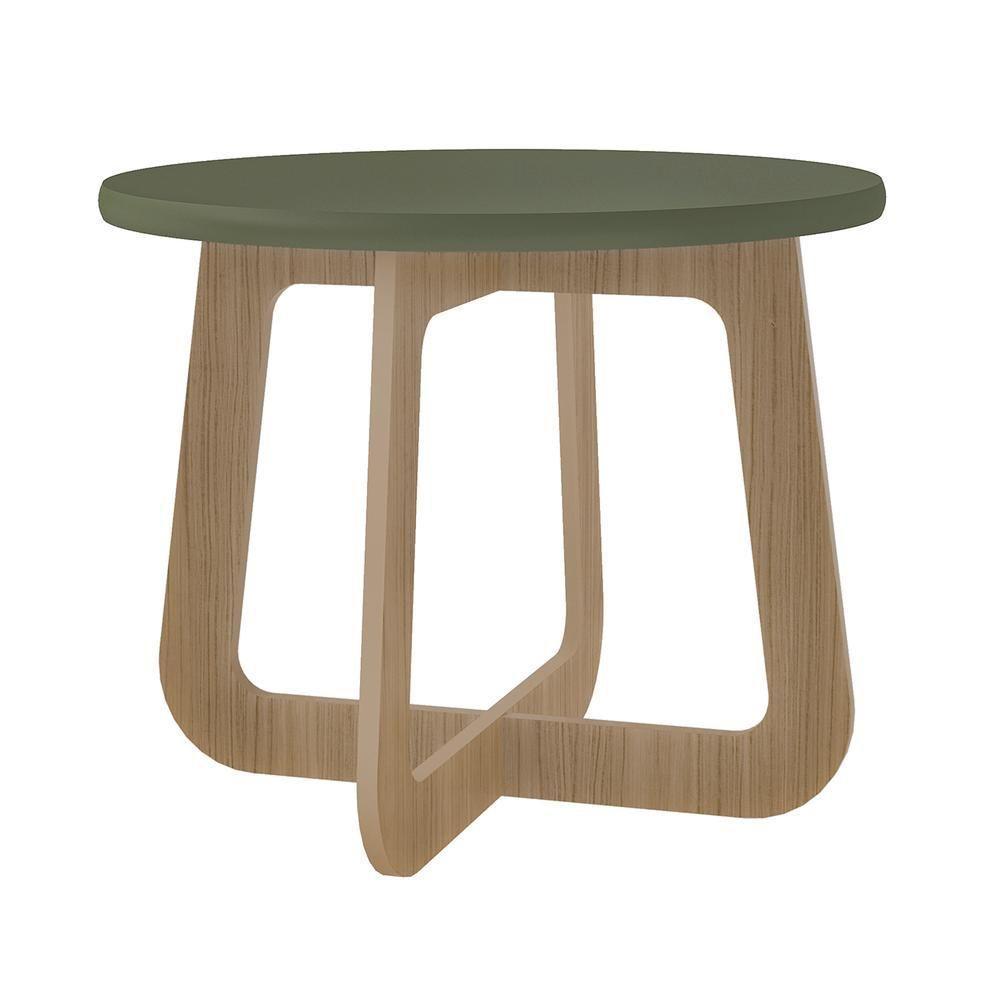 Mesa De Centro Redonda Jasmin Menta E Carvalho - 3