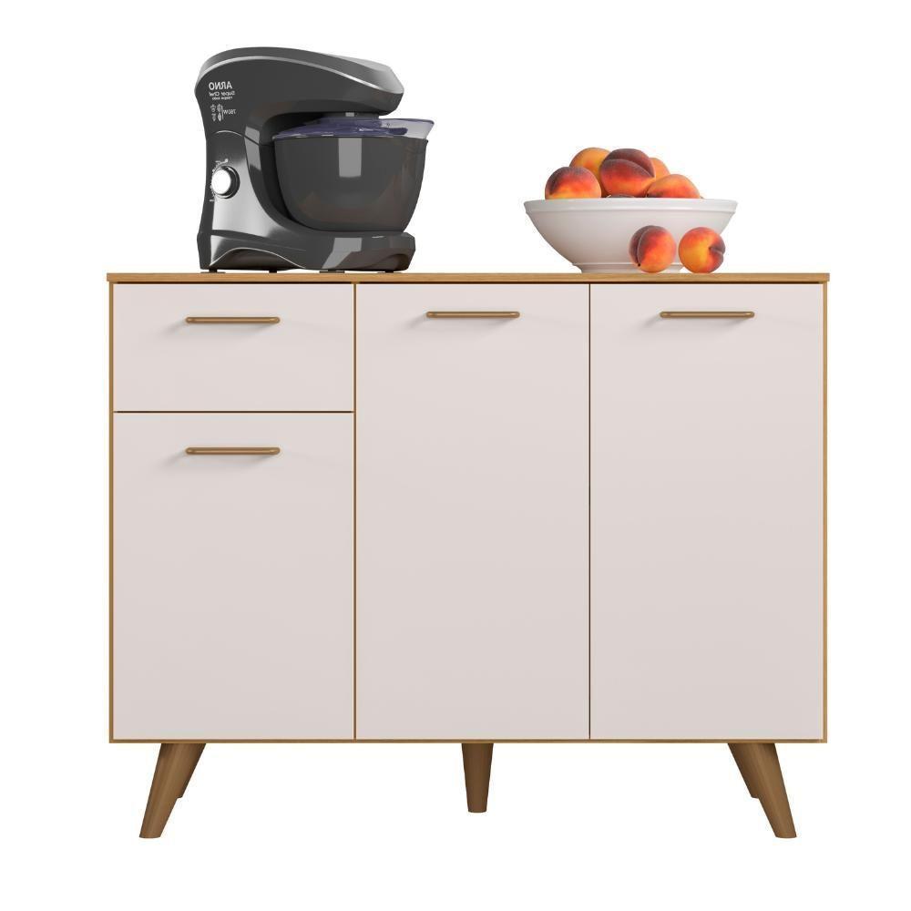 Balcão De Cozinha Com Tampo 3 Portas 1 Gaveta Olinda Freijó E Off White - 1