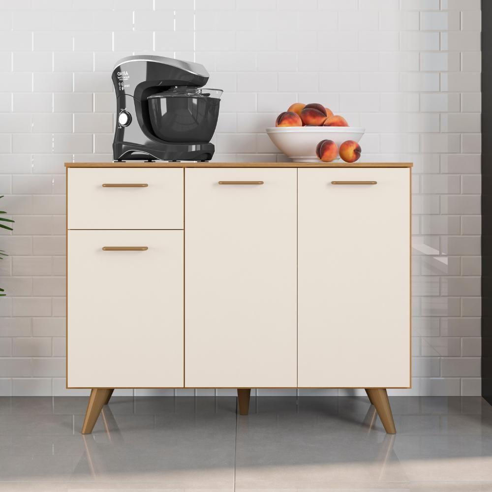 Balcão De Cozinha Com Tampo 3 Portas 1 Gaveta Olinda Freijó E Off White - 4