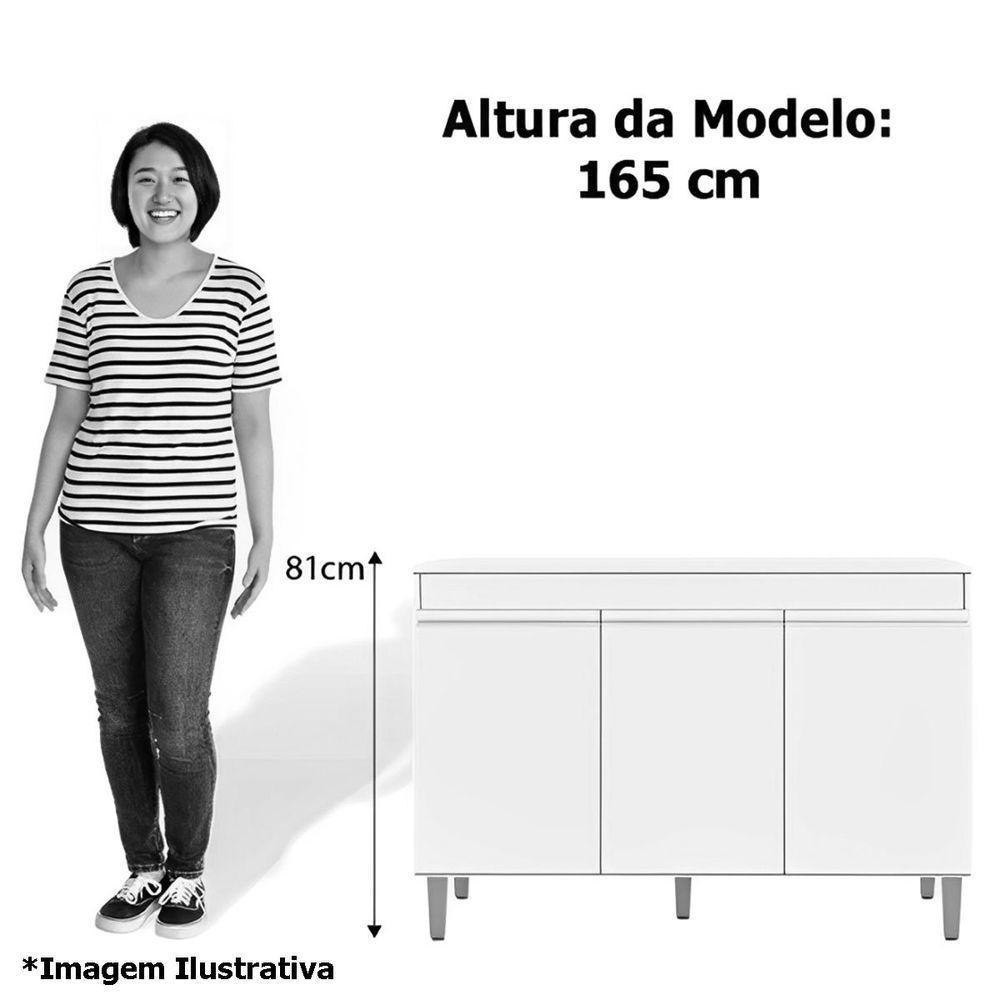 Balcão De Pia Para Cozinha 120 Cm 3 Portas Kadu Amêndoa/branco - 5