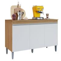 Balcão De Pia Para Cozinha 120 Cm 3 Portas Kadu Amêndoa/branco - 1