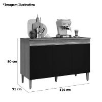 Balcão De Pia Para Cozinha 120 Cm 3 Portas Kadu Amêndoa/branco - 3