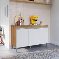 Balcão De Pia Para Cozinha 120 Cm 3 Portas Kadu Amêndoa/branco - 6