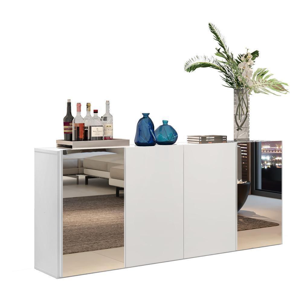 Aparador Buffet 4 Portas Com Espelho Vegas Multimóveis V3561 Branco Branco - 1