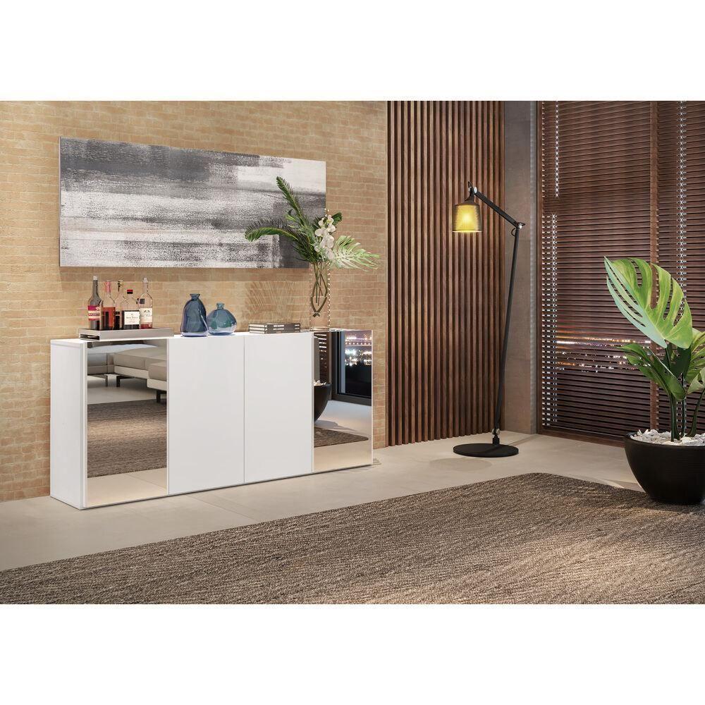 Aparador Buffet 4 Portas Com Espelho Vegas Multimóveis V3561 Branco Branco - 2
