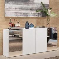 Aparador Buffet 4 Portas Com Espelho Vegas Multimóveis V3561 Branco Branco - 7