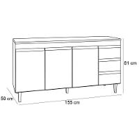 Balcão De Pia Sem Tampo 160 Cm 3 Portas 3 Gavetas Adriana Amêndoa/preto - 3