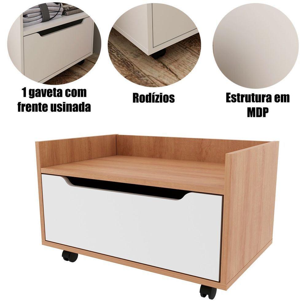 Balcão Para Gabinete De Banheiro 1 Gaveta Com Rodízio Amêndoa/branco - 2