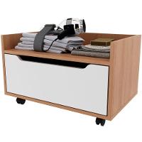 Balcão Para Gabinete De Banheiro 1 Gaveta Com Rodízio Amêndoa/branco - 1