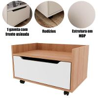 Balcão Para Gabinete De Banheiro 1 Gaveta Com Rodízio Amêndoa/branco - 2