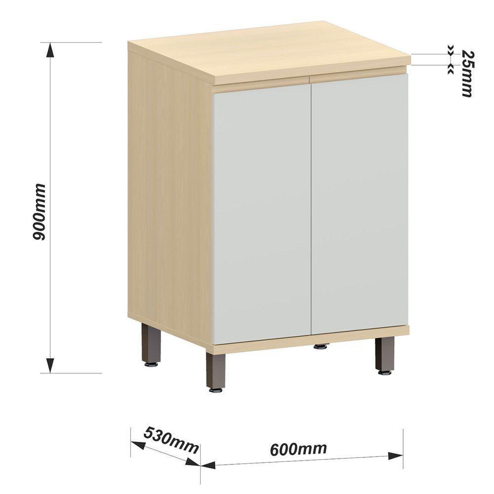 Balcão Para Cozinha 60 Cm 2 Portas Mdf/mdp Aurora Cinza Cristal - 4