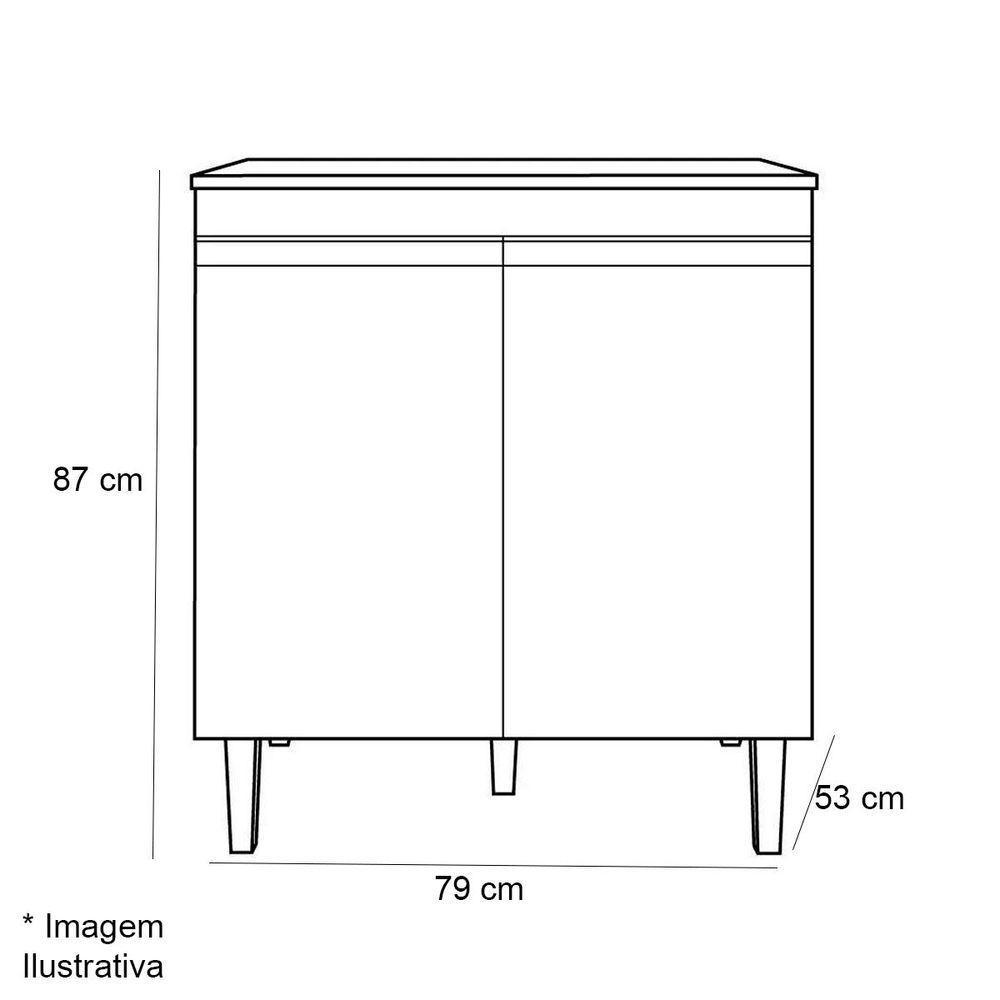 Balcão Para Cooktop Com Tampo 4 Ou 5 Bocas 2 Portas Adriana Amêndoa/branco - 2