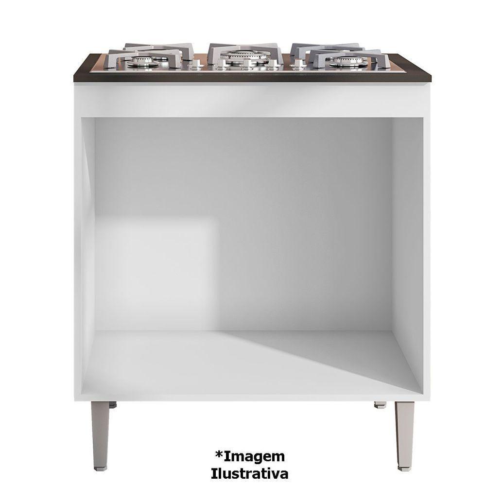 Balcão Para Cooktop Com Tampo 4 Ou 5 Bocas 2 Portas Adriana Amêndoa/branco - 4