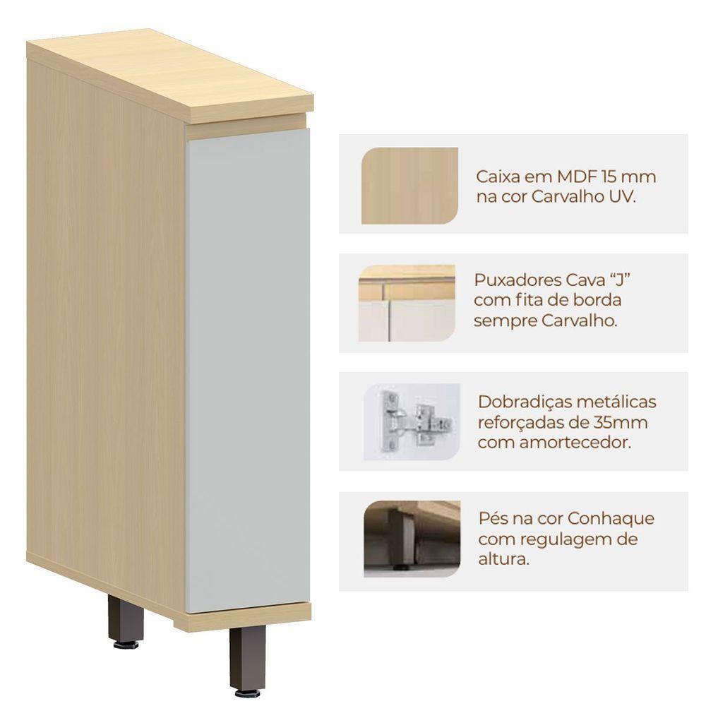 Balcão Para Cozinha 20 Cm 1 Porta Mdf/mdp Aurora Cinza Cristal - 2