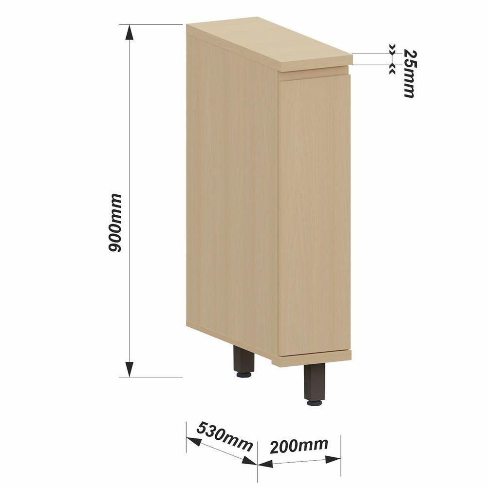 Balcão Para Cozinha 20 Cm 1 Porta Mdf/mdp Aurora Carvalho - 3