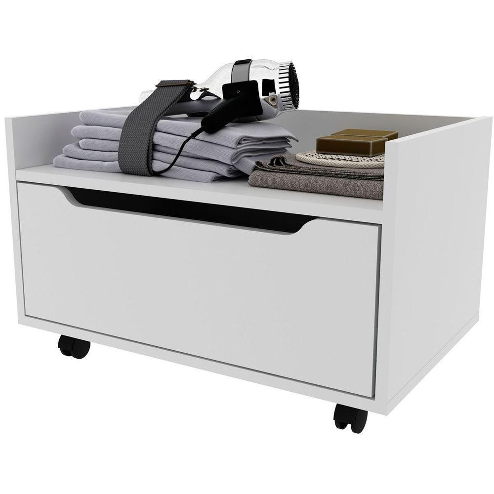 Balcão Para Gabinete De Banheiro 1 Gaveta Com Rodízio Branco - 1