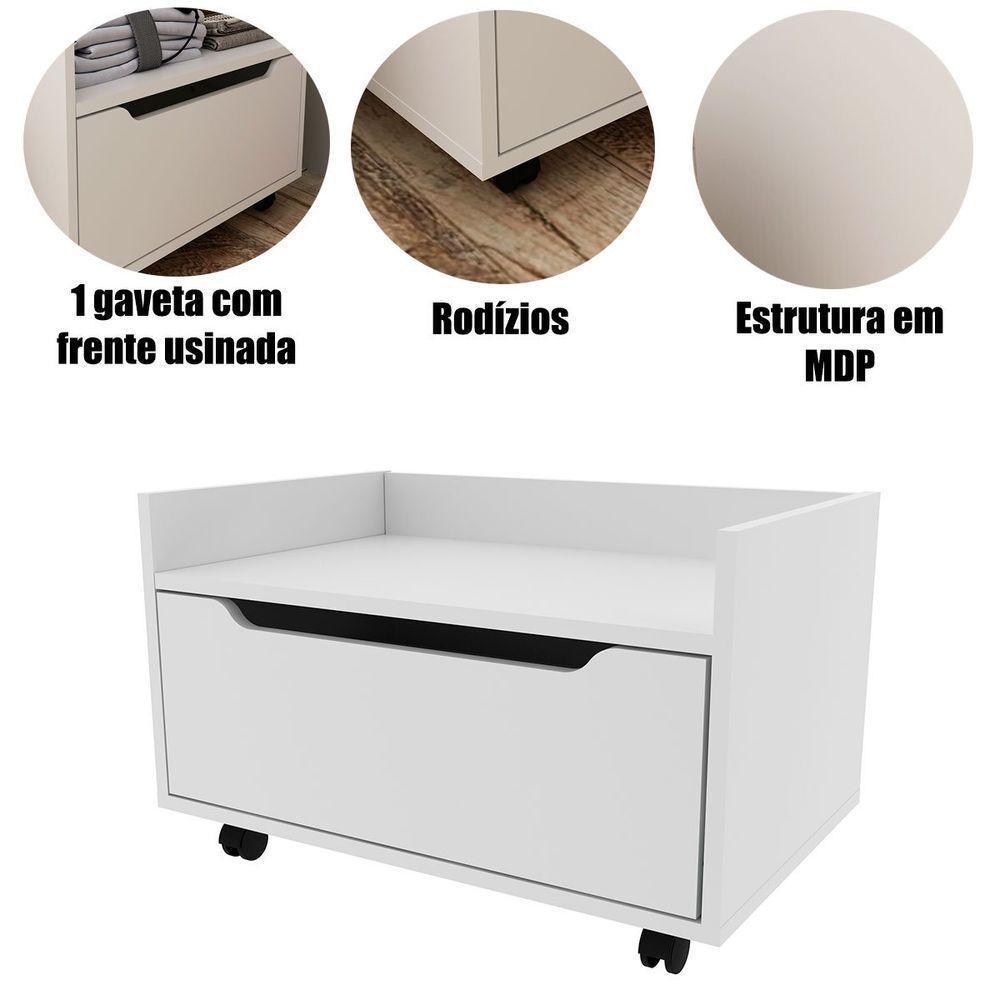 Balcão Para Gabinete De Banheiro 1 Gaveta Com Rodízio Branco - 2