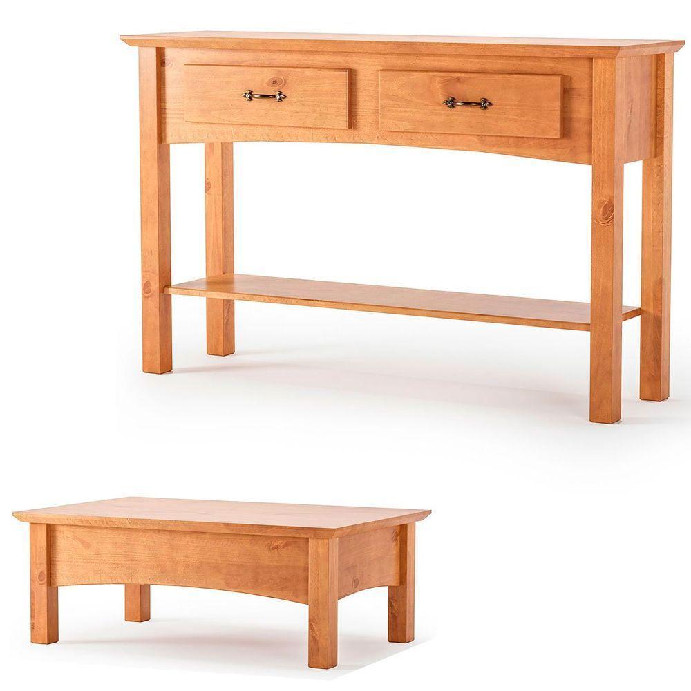 Aparador E Mesa De Centro 100% Madeira Bella Carvalho Fosco - 1