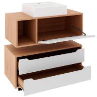 Kit Balcão E Gabinete De Banheiro Com Cuba Karina Amêndoa/branco