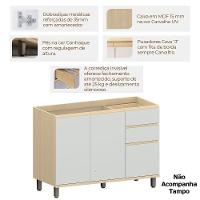 Balcão De Pia Para Cozinha 120 Cm 3 Portas 2 Gavetas Aurora Cinza Cristal - 2