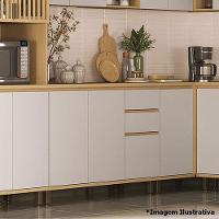 Balcão De Pia Para Cozinha 120 Cm 3 Portas 2 Gavetas Aurora Cinza Cristal - 5