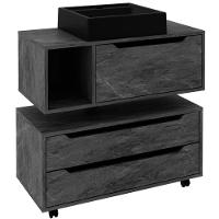 Kit Balcão E Gabinete De Banheiro Com Cuba Karina Mármore Lunar - 1