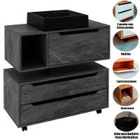 Kit Balcão E Gabinete De Banheiro Com Cuba Karina Mármore Lunar - 2