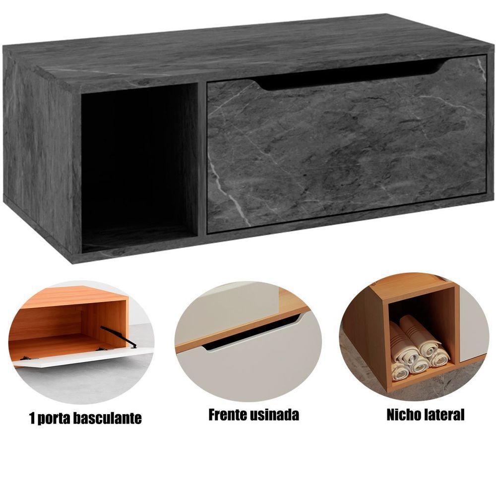 Gabinete De Banheiro 80 Cm Com 1 Porta E Nicho Mármore Lunar - 2