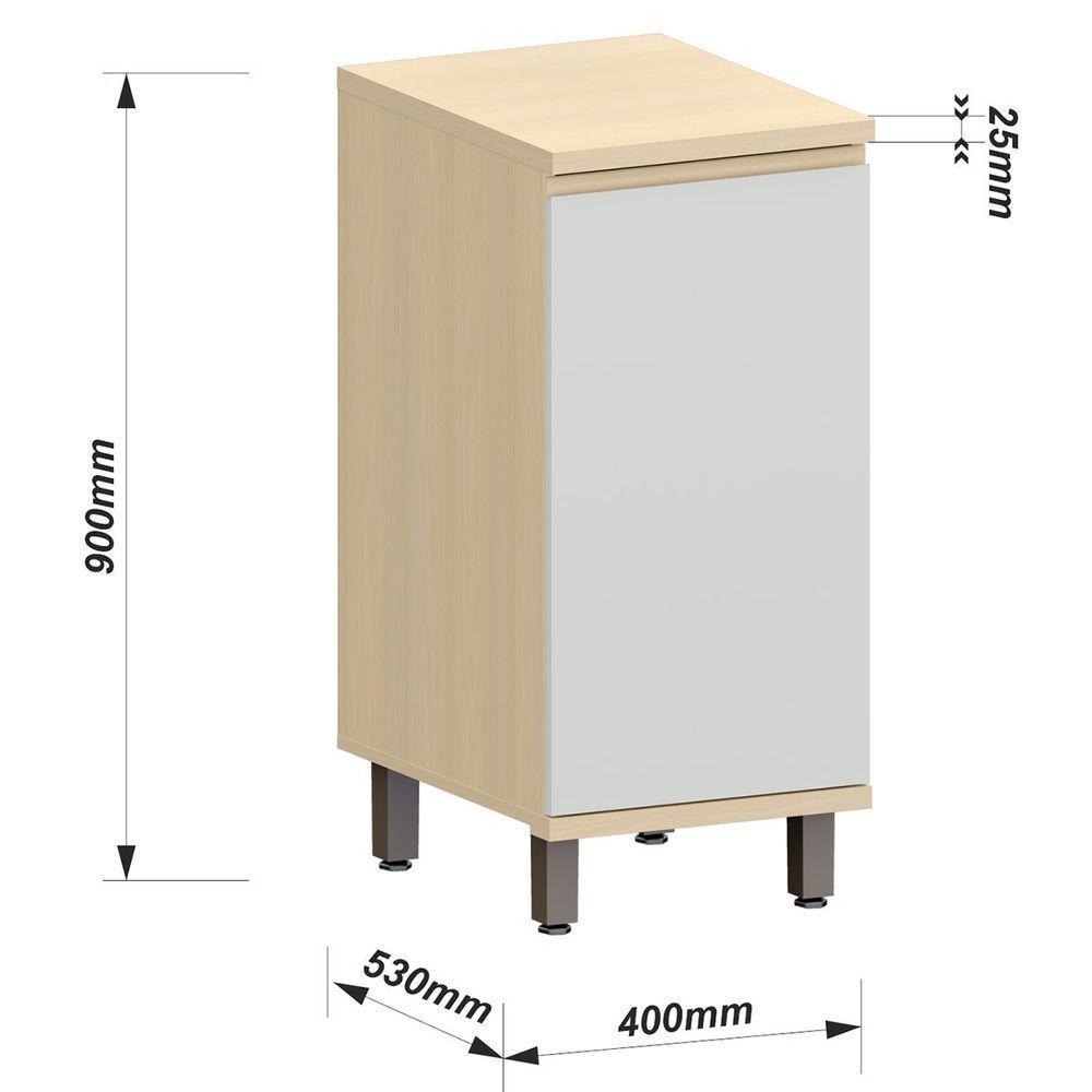 Balcão Para Cozinha 40 Cm 1 Porta Mdf/mdp Aurora Cinza Cristal - 3